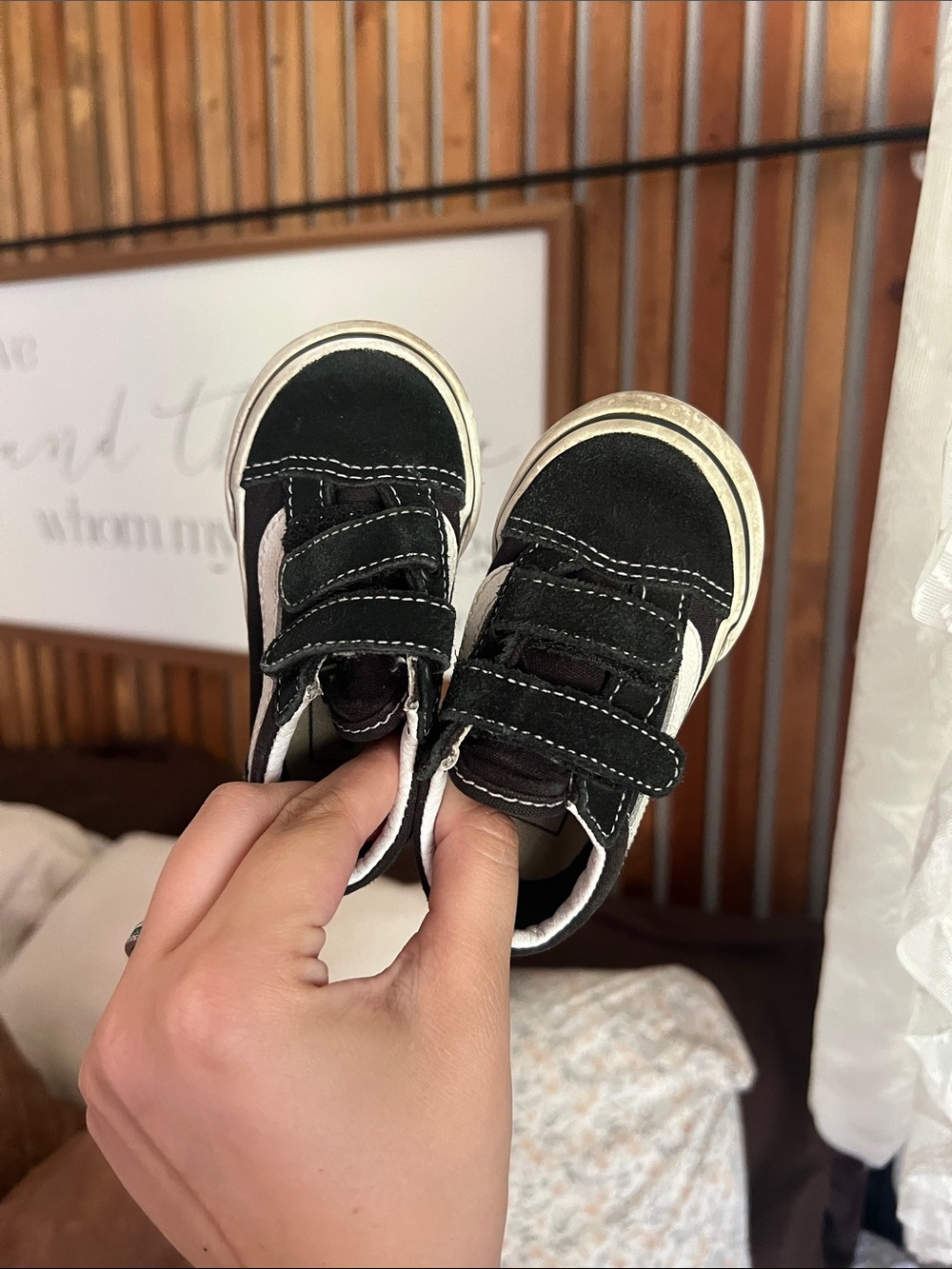 Kids Vans Black Velcro Sneakers